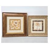 Two ornate framed flower prints