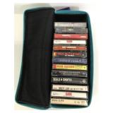 Lot of 13 cassette tapes & zip up carrying case