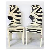 Two Pier 1 Imports wood Zebra childrens chairs