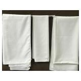 Trio of white polyester tablecloths