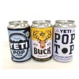 Three Yeti 12oz tin can banks