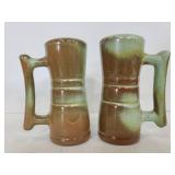 Green and brown Frankoma salt/pepper shakers