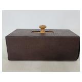 Vintage wood poker chips in wood cadddy