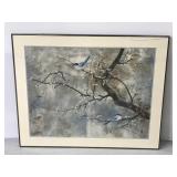 Birds in a blooming tree framed art
