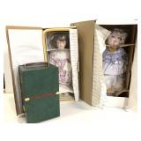 World Gallery porcelain doll trio with boxes