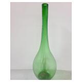 Vintage green art glass floor vase