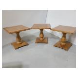Trio of small vintage wood end tables