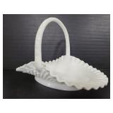 Vintage milk glass hobnail basket