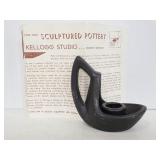 Signed Kellogg studio pottery candlestick holder