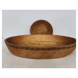 K Columbia wood serving dish and bowl
