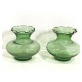 Pair of green glass anchor hocking jars