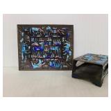 Raised metal matchbox cover & dish