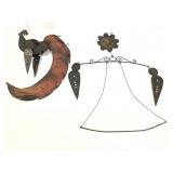 2 hanging outdoor metal yard decorations