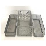 Three assorted gray mesh organizers