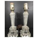 Two glass boudoir lamps