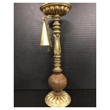 Metal and wood candle pillar with snuffer