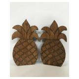 Pair of wood pinapples