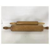 Two vintage wood rolling pins