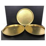 Three metal gold tone lazy susans