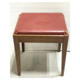 Wooden piano bench w/ leather upholstered seat