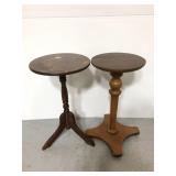 Two wooden plant stands