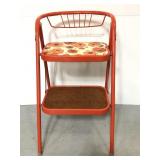 Orange painted metal folding step stool seat