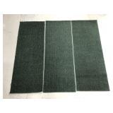 Trio of green and black speckled runner rugs