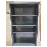 Blue metal shelving unit