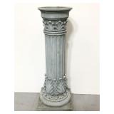 Blue gazing ball pedestal stand