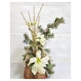 Faux flower arrangement in basket