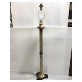 Gold tone painted twisty heavy floor lamp