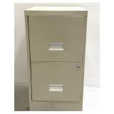 Beige colored metal 2 drawer file cabinet