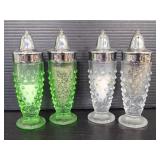 Two pairs of hobnail salt & pepper shakers