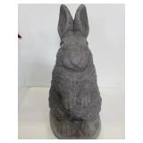 Gray cement bunny statue