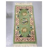 Vintage panda floral rug w/ fringe