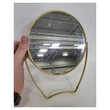 Gold circle vanity mirror with case