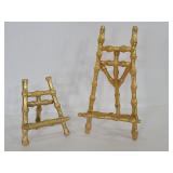 Pair of small gold picture frame stands