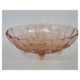 Vintage pink carnival glass grape pattern bowl