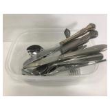 Lot of stainless steel silverware utensils
