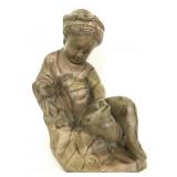 Terracotta writing child statue
