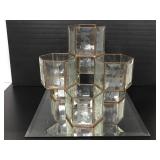 Geometric candle holder stand with glass base