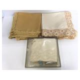 Lot of lace trimmed cloth napkins & bride goodies