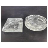 Pair of large glass ashtrays