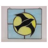 Vintage leaded stained glass seagull & sun
