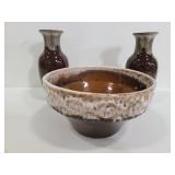 Vintage drip glaze vases & planter