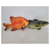 Two vintage taxidermied fish