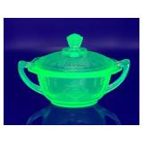 Uranium Vaseline glass anchor hocking dish w/ lid
