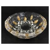 Clear & gold leaf design glass dodecagon ashtray