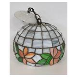 Floral slag glass hanging light fixture