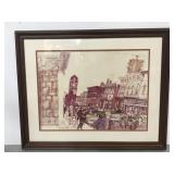 Framed Downtown Chelsea watercolor painting